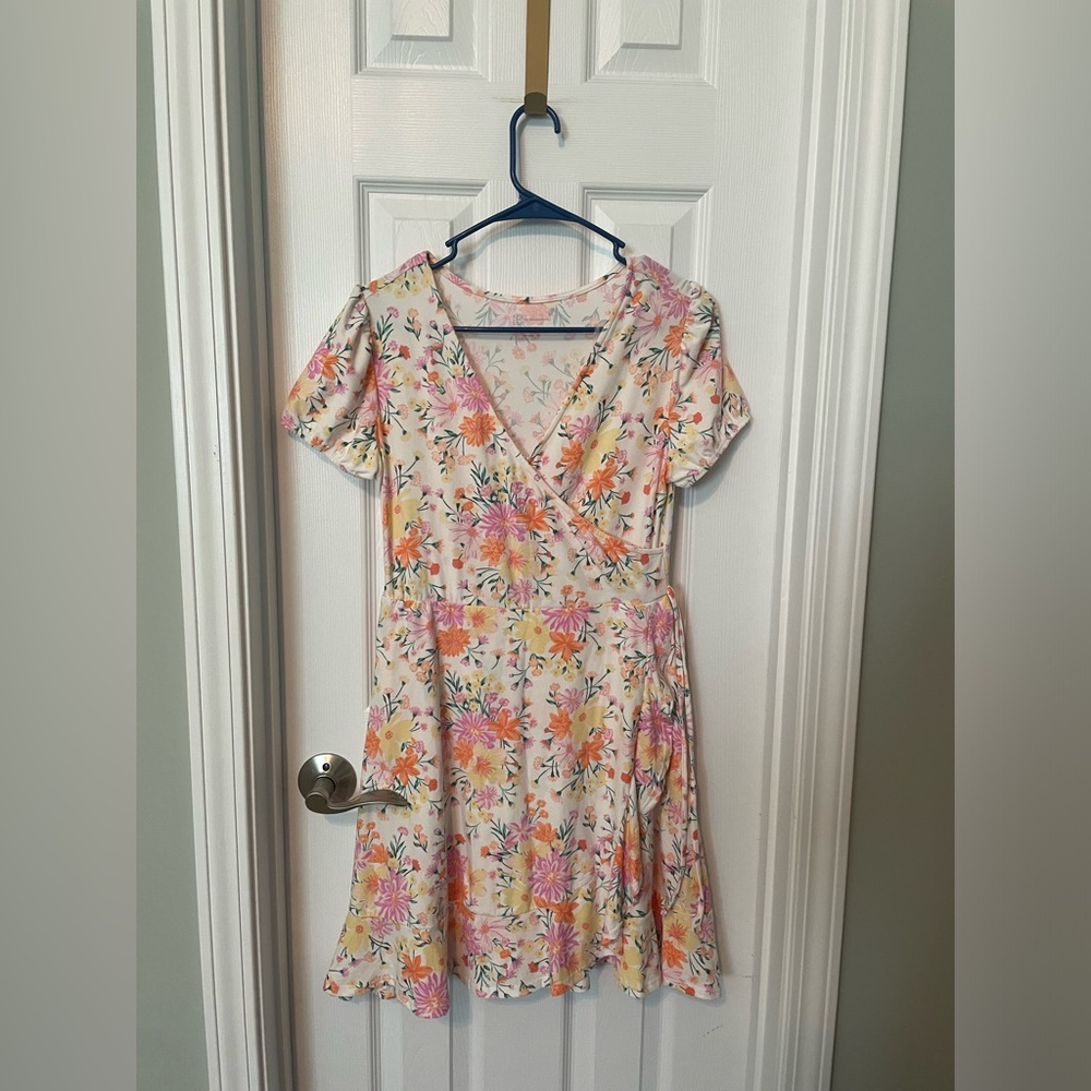 No Boundaries faux wrap Floral Dress